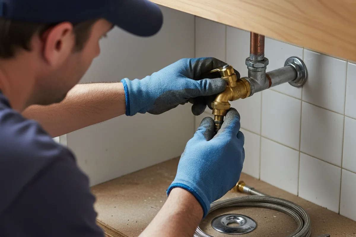 Shutoff valve and fitting work during Burst Pipe Repair in Santa Fe